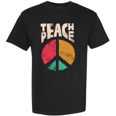 Teach Peace Teacher's Day 2022 Vintage Peace Sign Garment-Dyed Heavyweight T-Shirt