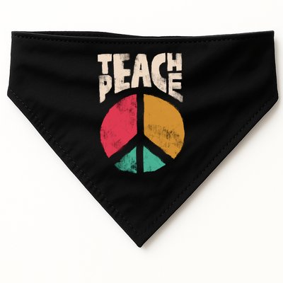 Teach Peace Teacher's Day 2022 Vintage Peace Sign USA-Made Doggie Bandana