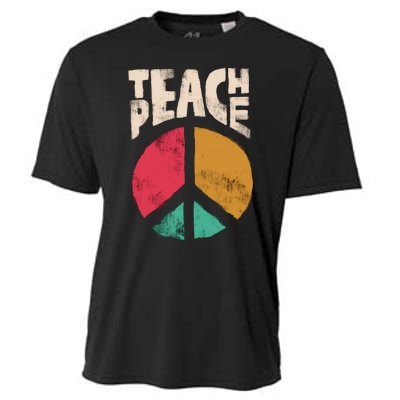 Teach Peace Teacher's Day 2022 Vintage Peace Sign Cooling Performance Crew T-Shirt