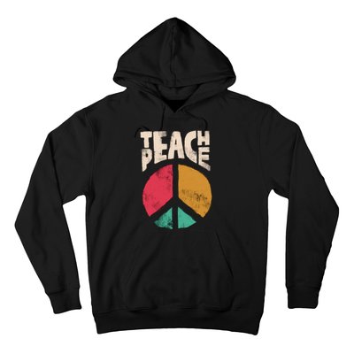 Teach Peace Teacher's Day 2022 Vintage Peace Sign Hoodie