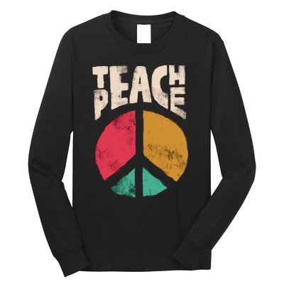 Teach Peace Teacher's Day 2022 Vintage Peace Sign Long Sleeve Shirt