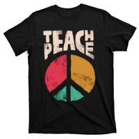 Teach Peace Teacher's Day 2022 Vintage Peace Sign T-Shirt