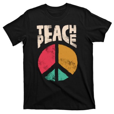 Teach Peace Teacher's Day 2022 Vintage Peace Sign T-Shirt