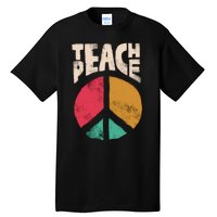 Teach Peace Teacher's Day 2022 Vintage Peace Sign Tall T-Shirt