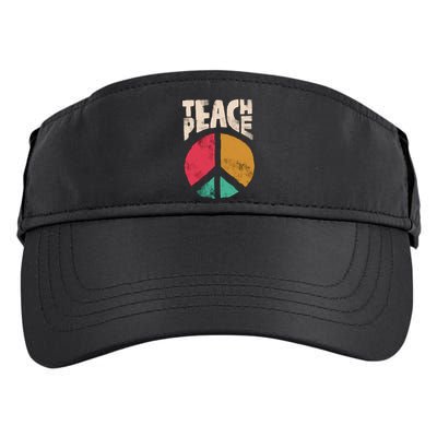 Teach Peace Teacher's Day 2022 Vintage Peace Sign Adult Drive Performance Visor