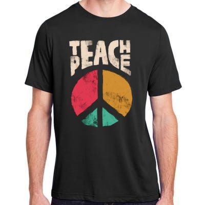 Teach Peace Teacher's Day 2022 Vintage Peace Sign Adult ChromaSoft Performance T-Shirt