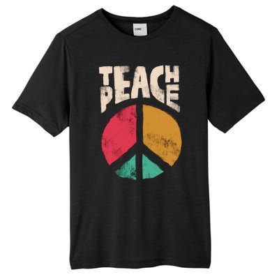 Teach Peace Teacher's Day 2022 Vintage Peace Sign Tall Fusion ChromaSoft Performance T-Shirt