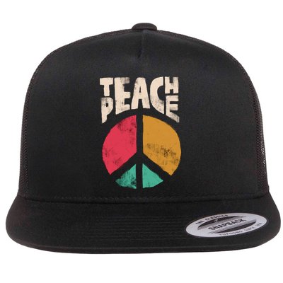 Teach Peace Teacher's Day 2022 Vintage Peace Sign Flatbill Hat
