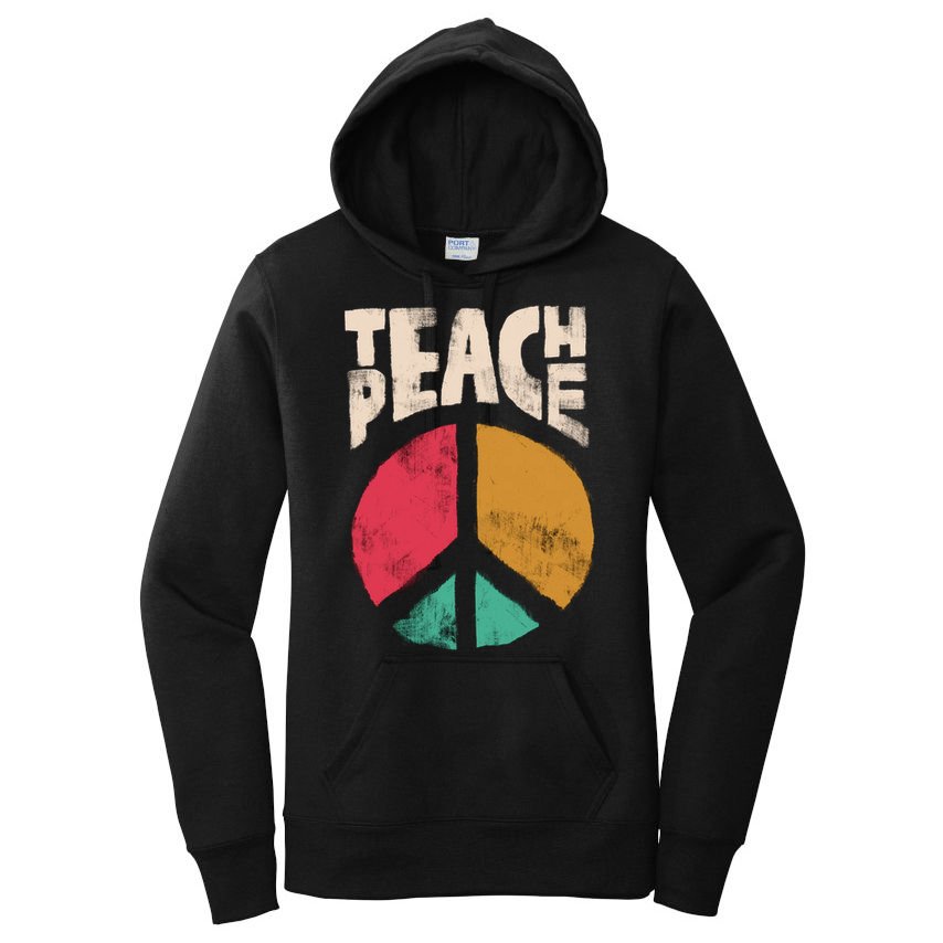 Teach Peace Teacher's Day 2022 Vintage Peace Sign Women's Pullover Hoodie