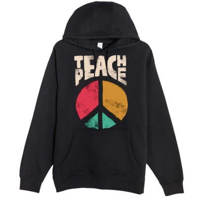 Teach Peace Teacher's Day 2022 Vintage Peace Sign Premium Pullover Hoodie