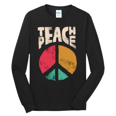 Teach Peace Teacher's Day 2022 Vintage Peace Sign Tall Long Sleeve T-Shirt