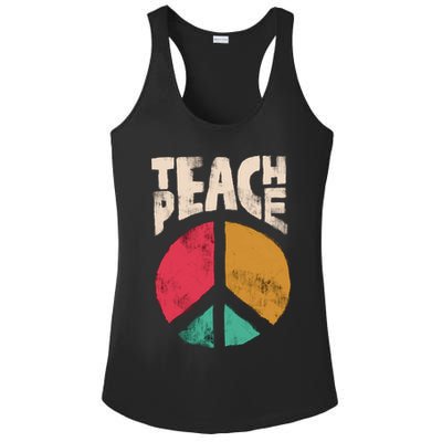 Teach Peace Teacher's Day 2022 Vintage Peace Sign Ladies PosiCharge Competitor Racerback Tank