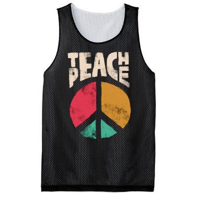 Teach Peace Teacher's Day 2022 Vintage Peace Sign Mesh Reversible Basketball Jersey Tank