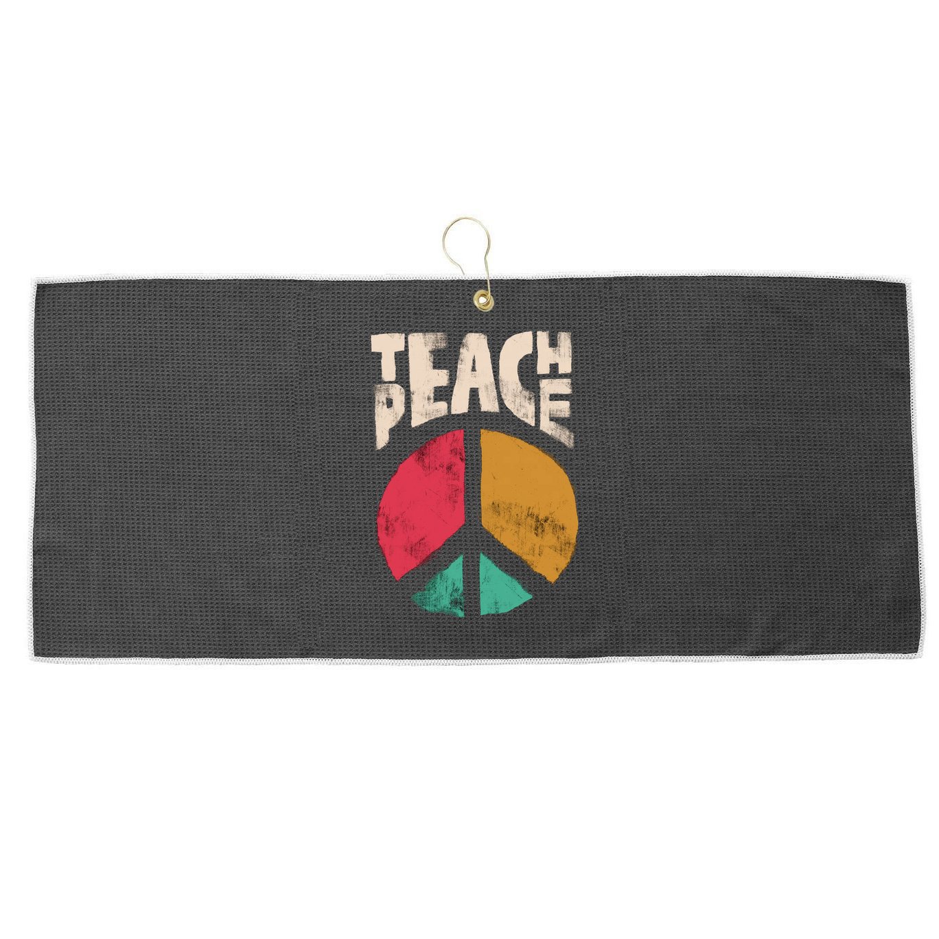 Teach Peace Teacher's Day 2022 Vintage Peace Sign Large Microfiber Waffle Golf Towel