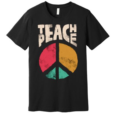 Teach Peace Teacher's Day 2022 Vintage Peace Sign Premium T-Shirt