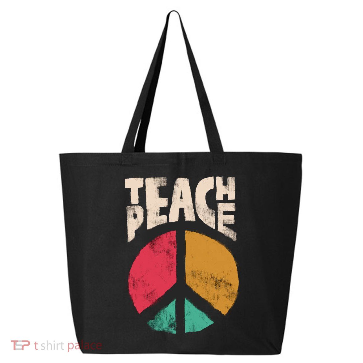 Teach Peace Teacher's Day 2022 Vintage Peace Sign 25L Jumbo Tote