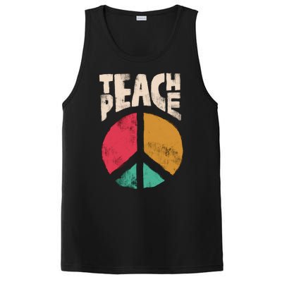 Teach Peace Teacher's Day 2022 Vintage Peace Sign PosiCharge Competitor Tank