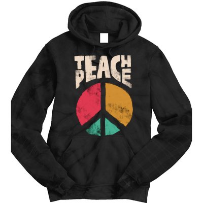 Teach Peace Teacher's Day 2022 Vintage Peace Sign Tie Dye Hoodie