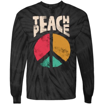 Teach Peace Teacher's Day 2022 Vintage Peace Sign Tie-Dye Long Sleeve Shirt