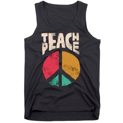 Teach Peace Teacher's Day 2022 Vintage Peace Sign Tank Top