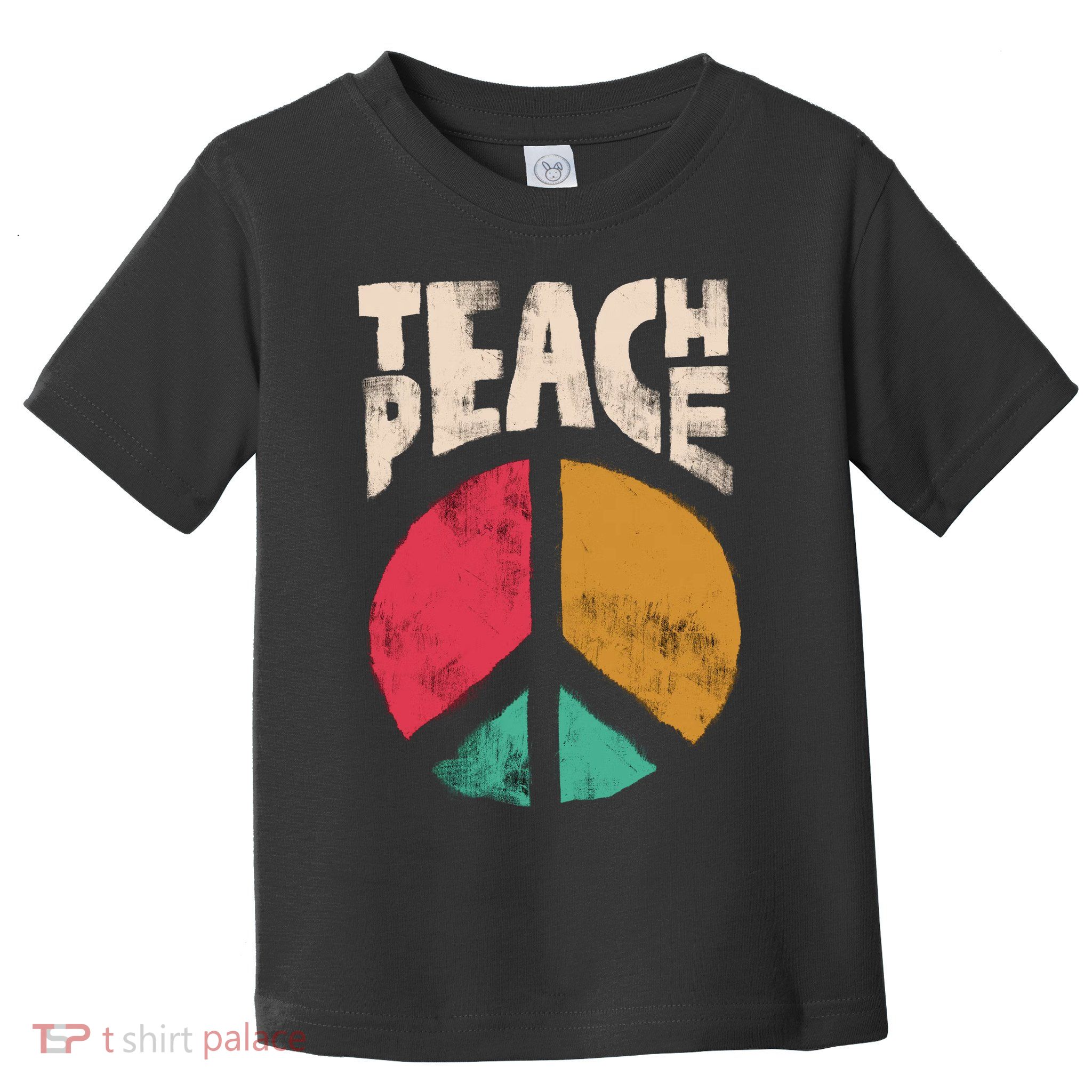 Teach Peace Teacher's Day 2022 Vintage Peace Sign Toddler T-Shirt