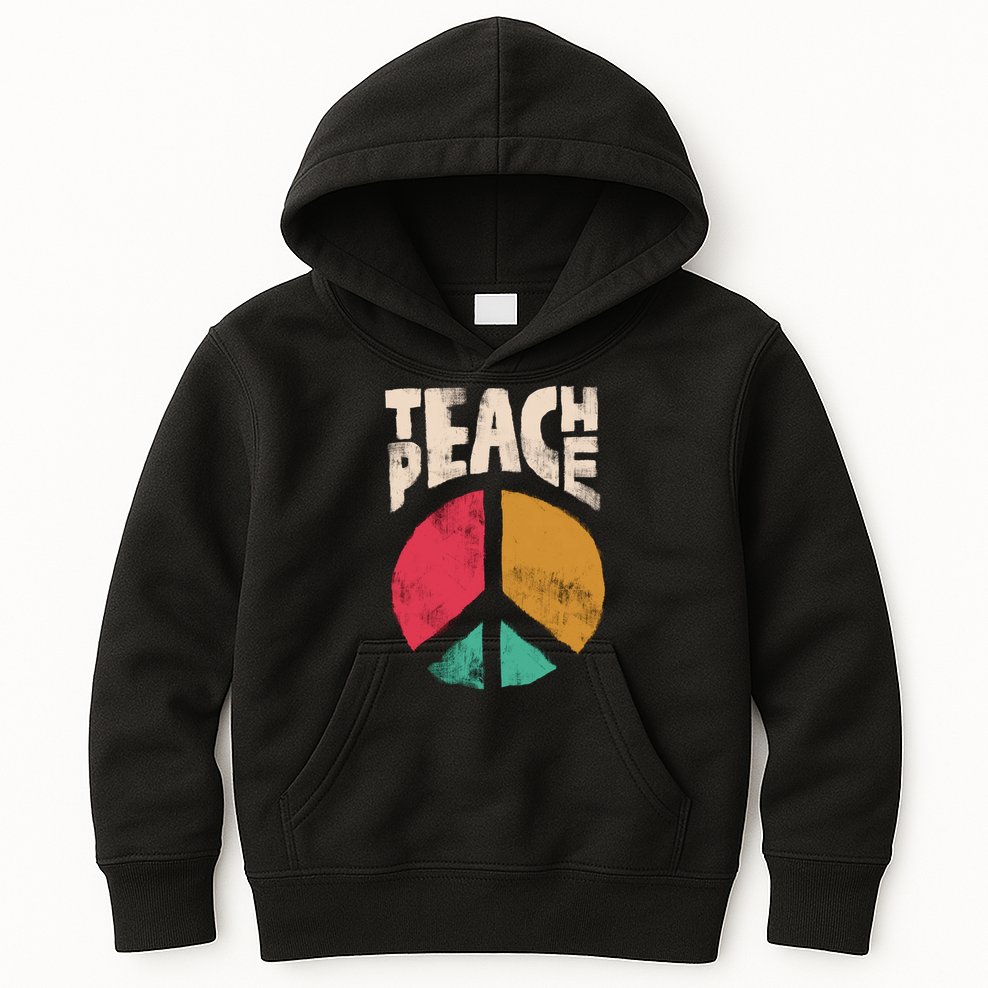Teach Peace Teacher's Day 2022 Vintage Peace Sign Kids Hoodie