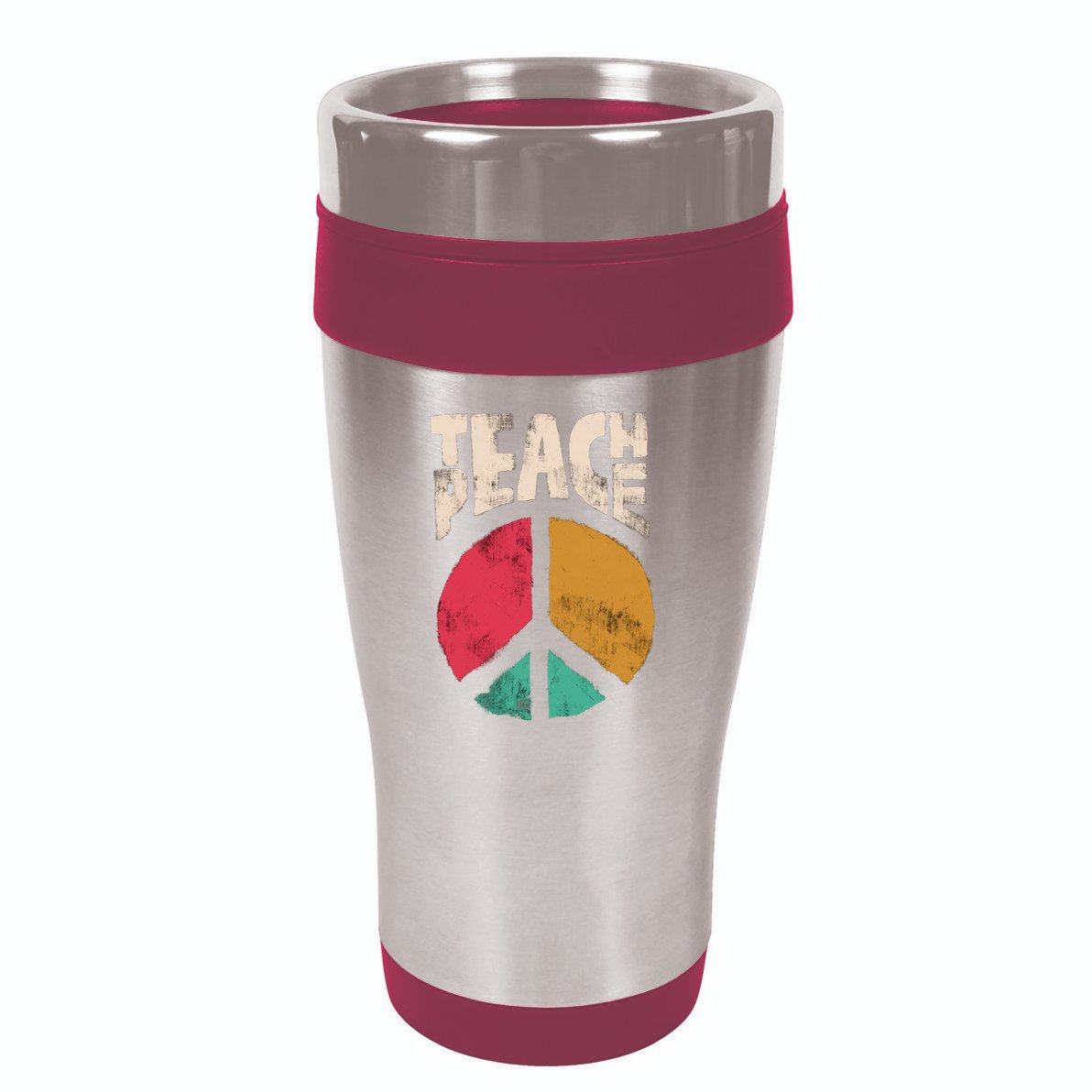 Teach Peace Teacher's Day 2022 Vintage Peace Sign 16oz Travel Tumbler