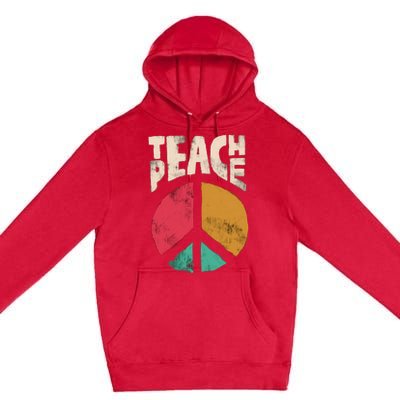 Teach Peace Teacher's Day 2022 Vintage Peace Sign Premium Pullover Hoodie