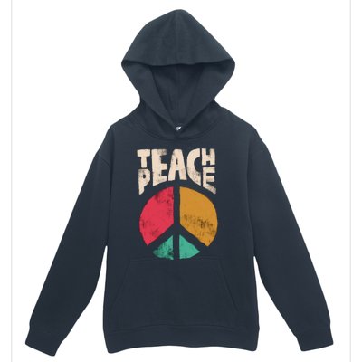 Teach Peace Teacher's Day 2022 Vintage Peace Sign Urban Pullover Hoodie