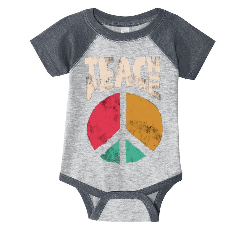 Teach Peace Teacher's Day 2022 Vintage Peace Sign Infant Baby Jersey Bodysuit