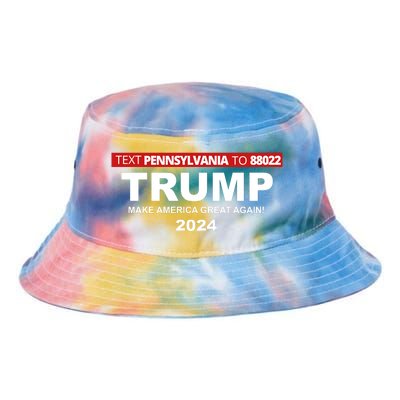 Text Pennsylvania To 88022 Trump Make America Great Again 2024 Tie Dye Newport Bucket Hat