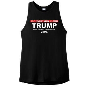 Text Pennsylvania To 88022 Trump Make America Great Again 2024 Ladies PosiCharge Tri-Blend Wicking Tank