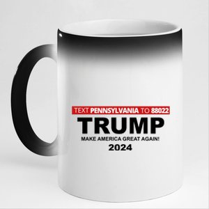 Text Pennsylvania To 88022 Trump Make America Great Again 2024 11oz Black Color Changing Mug