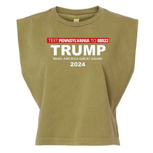 Text Pennsylvania To 88022 Trump Make America Great Again 2024 Garment-Dyed Women's Muscle Tee