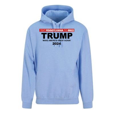 Text Pennsylvania To 88022 Trump Make America Great Again 2024 Unisex Surf Hoodie