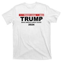 Text Pennsylvania To 88022 Trump Make America Great Again 2024 T-Shirt