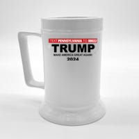 Text Pennsylvania To 88022 Trump Make America Great Again 2024 Beer Stein