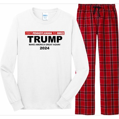 Text Pennsylvania To 88022 Trump Make America Great Again 2024 Long Sleeve Pajama Set