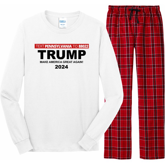 Text Pennsylvania To 88022 Trump Make America Great Again 2024 Long Sleeve Pajama Set