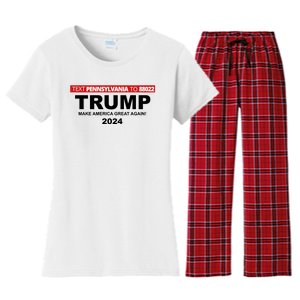 Text Pennsylvania To 88022 Trump Make America Great Again 2024 Women's Flannel Pajama Set