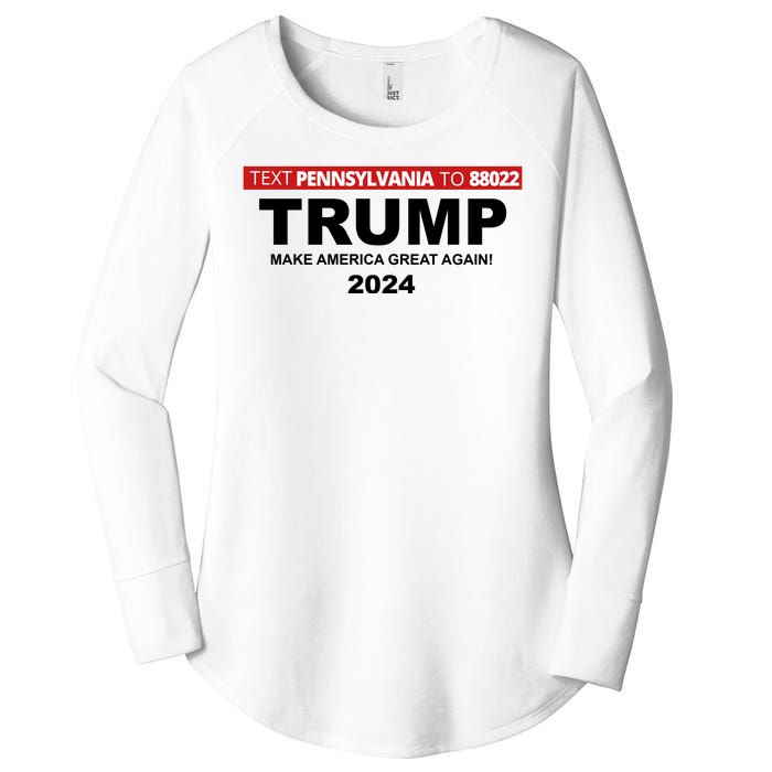 Text Pennsylvania To 88022 Trump Make America Great Again 2024 Women's Perfect Tri Tunic Long Sleeve Shirt