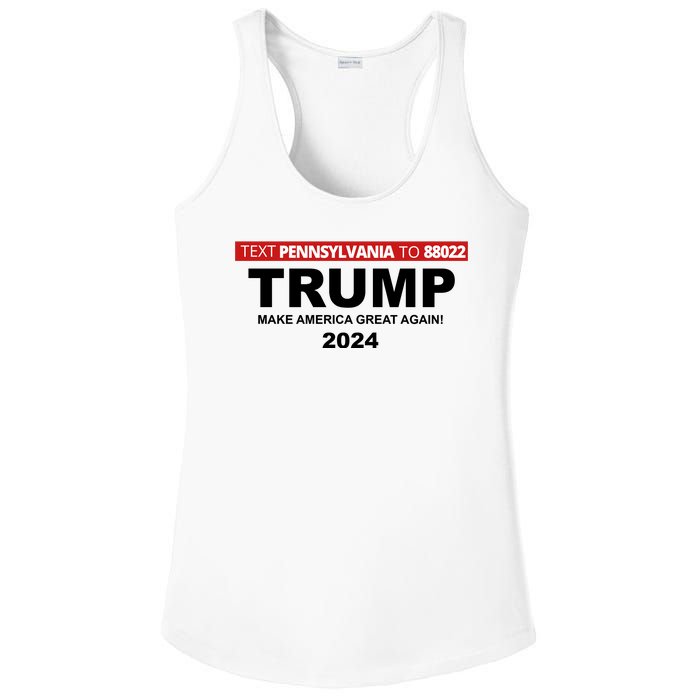 Text Pennsylvania To 88022 Trump Make America Great Again 2024 Ladies PosiCharge Competitor Racerback Tank