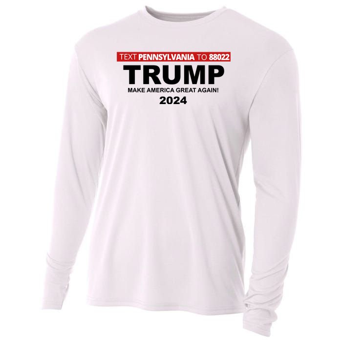 Text Pennsylvania To 88022 Trump Make America Great Again 2024 Cooling Performance Long Sleeve Crew