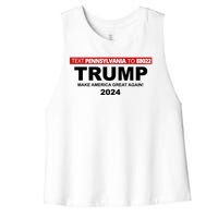 Text Pennsylvania To 88022 Trump Make America Great Again 2024 Women's Racerback Cropped Tank