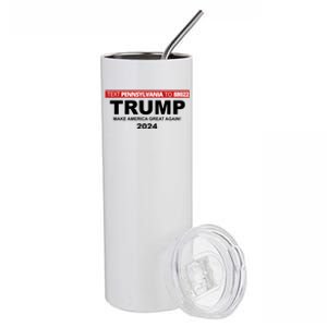 Text Pennsylvania To 88022 Trump Make America Great Again 2024 Stainless Steel Tumbler