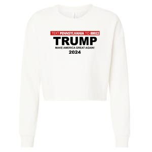 Text Pennsylvania To 88022 Trump Make America Great Again 2024 Cropped Pullover Crew