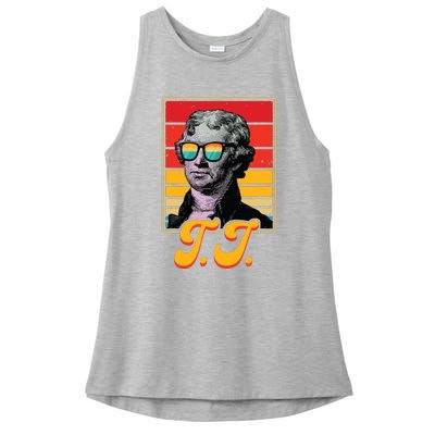 Tj President Thomas Jefferson Retro Patriotic 4th Of July Ladies PosiCharge Tri-Blend Wicking Tank