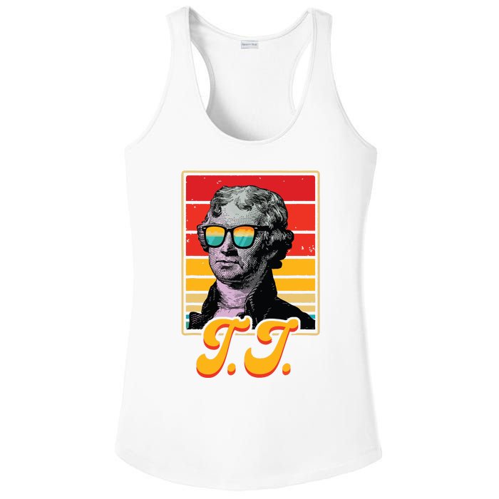 Tj President Thomas Jefferson Retro Patriotic 4th Of July Ladies PosiCharge Competitor Racerback Tank