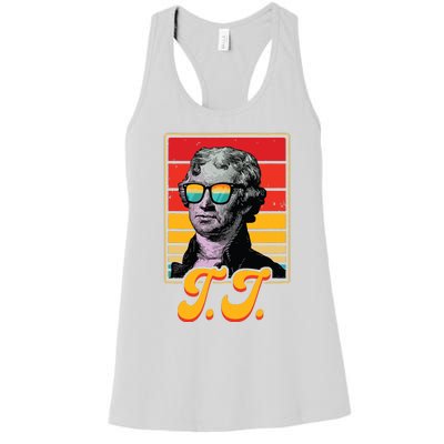 Tj President Thomas Jefferson Retro Patriotic 4th Of July Women's Racerback Tank