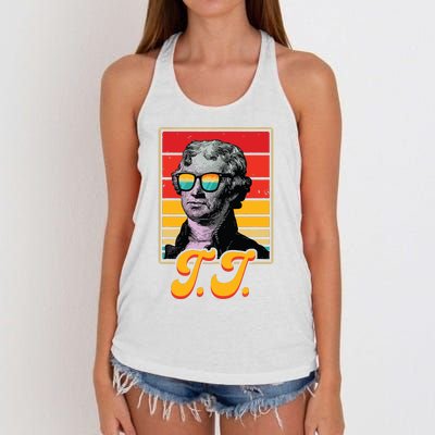 Tj President Thomas Jefferson Retro Patriotic 4th Of July Women's Knotted Racerback Tank